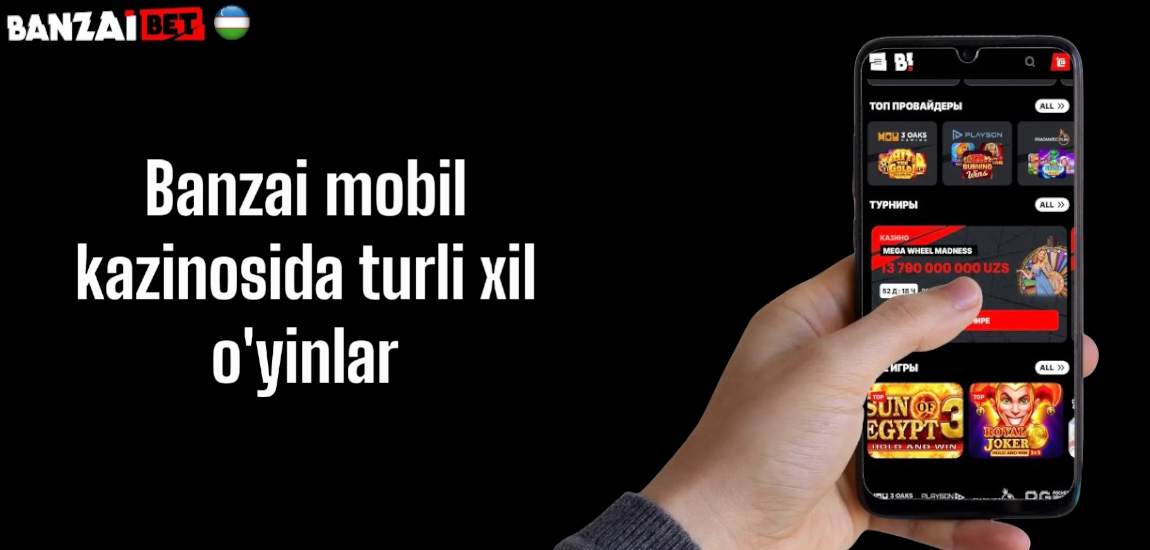 Banzai mobil kazinosida turli xil o'yinlar